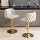 2PCS Swivel Bar Stools, PU Leather Height Adjustable Bar Chairs with Rivets, Counter Stools with Padded Seat & Gold Metal Legs,Button Design Side Chairs,for Home Bar Dining Room