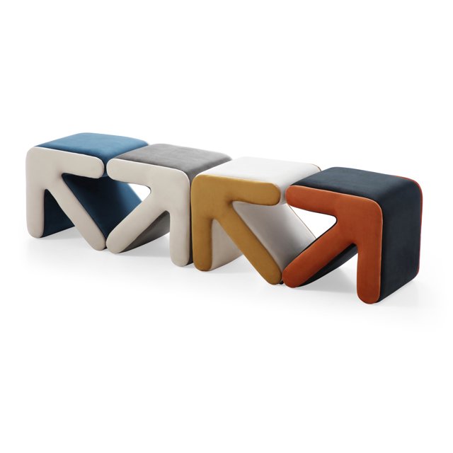 Modern Creative Arrow Design Ottoman, Upholstered Velvet Sofa Stool Kids Stool Shoe Bench Footrest Footstool Multifaceted Stool Coffee Table, Handicraft Decoration for Living Room Bedroom, Orange