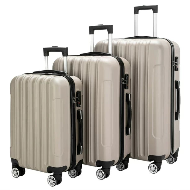 3 Pieces Luggage Sets, Expandable Large Capacity Traveling Storage Suitcase, Hardside Lightweight Durable Suitcase Sets with Spinner Wheels and TSA Lock, 20in/24in/28in, Champagne