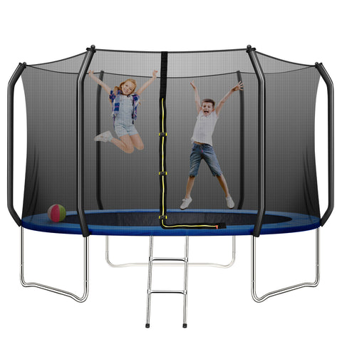 TRIPLETREE 10FT Trampoline with Safety Enclosure Net & Ladder, Suitable For Kids & Adults, 661LBS
