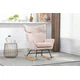 Rocking Accent Chair,Upholstered Glider Rocker Chair with Fabric Padded Seat and Solid Wood Base,High-Backrest Armchair Side Chair,Comfortable Nursery Chair for Living Room Bedroom Office,Pink