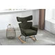 Rocking Accent Chair,Upholstered Glider Rocker Chair with Fabric Padded Seat and Solid Wood Base,High-Backrest Armchair Side Chair,Comfortable Nursery Chair for Living Room Bedroom Office,Emerald