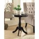 Retro Round Side Table with Glossy Tabletop, 18" Dia Wood Sofa Table with Pedestal Base and 4 Legs, Small Coffee Table for Living Room Office, Easy Assembly, Black