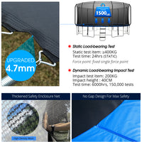 1500LBS 16FT Trampoline with Balance Bar & 6 Wind Stakes, Recreational Trampoline with Safety Net for Adults or 10 Kids, Combo Bounce Outdoor Trampoline for Garden Backyard Park