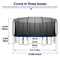 1500LBS 16FT Trampoline with Balance Bar & 6 Wind Stakes, Recreational Trampoline with Safety Net for Adults or 10 Kids, Combo Bounce Outdoor Trampoline for Garden Backyard Park