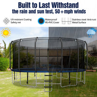 1500LBS 16FT Trampoline with Balance Bar & 6 Wind Stakes, Recreational Trampoline with Safety Net for Adults or 10 Kids, Combo Bounce Outdoor Trampoline for Garden Backyard Park