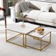 Square Nesting Coffee Table Set of 2, Modern Cocktail Table with Black Metal Frame with Black Marble Top, Living Room End Tables Set of 2 for Office Balcony Bedroom, 31.5"Lx31.5"Wx17.72"H, White
