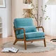Mid Century Modern Accent Chairs, Single Linen Lounge Reading Armchair with Solid Wood Frame, Easy Assembly Arm Chairs for Living Room-Teal