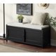 46.8" Storage Bench with 2 Cabinets, Solid Wood Entryway Bench Storage Cabinet with Doors and Removable Cushion, Multifunctional Shoe Organizer Living Room Bedroom Hallway Entryway, Black
