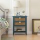 Nightstands with 2 Storage Drawers,Natural Rattan Night Stand,Accent Bedside Table End Table with Bottom Open Shelf,Standing Storage Cabinet Organizer Dresser for Entryway Living Room Bedroom,Green