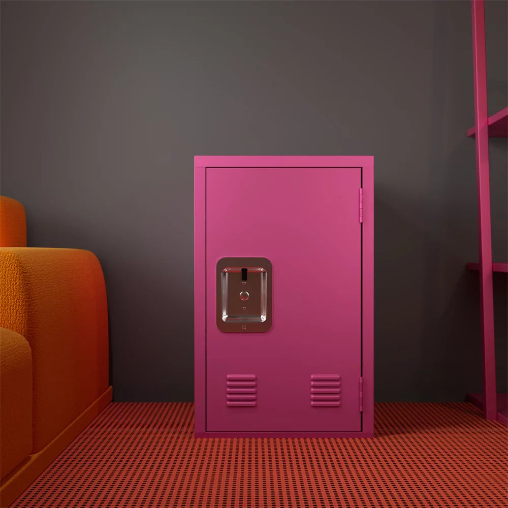 Metal Storage Cabinet with Locking Doors, Detachable Steel Storage Cabinet with Ample Storage Space, Small Locker Cabinet for Office Garage Home, Easy Assembly, Pink (20"L x 15"W x 15"H)