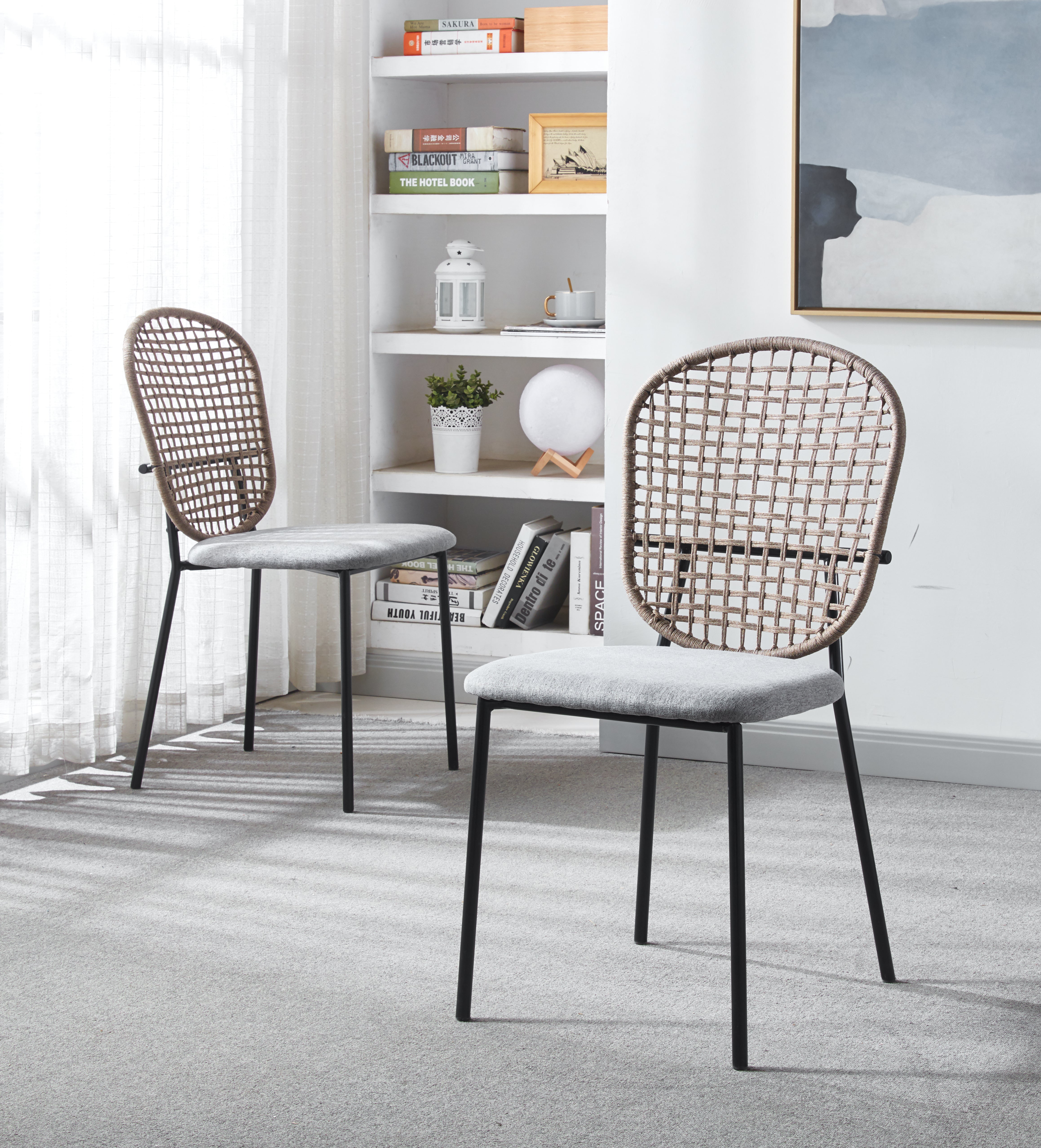 Dining Chairs Set of 4, Modern Style Kitchen Chairs, Sennit Chairs with Back, Comfortable Soft Cushion Side Chair for Kitchen Dining Bedroom Living Room, Matt Black