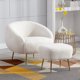 Modern Accent Chair with Ottoman, Velvet Tub Barrel Arm Chair Upholstered Tufted with Gold Metal Legs,Club Chair with Soft Teddy Velvet for Comfy Reading Lounge Chairs for Living Room,Bedroom White