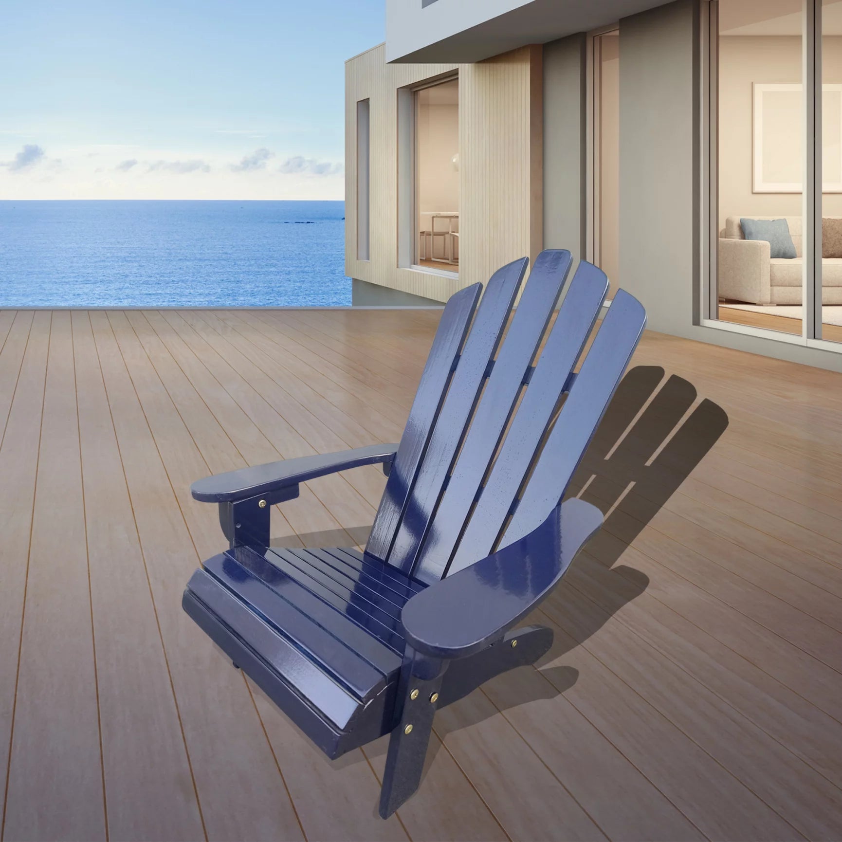 Patio Chairs with Armrest and Wood Grain, Adirondack Chair with Backrest and Wide Seat for Backyard Garden Poolside Balcony Indoor Outdoor Use, Easy Assembly