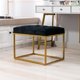 Modern Velvet Upholstered Ottoman, Large Vanity Stool with Metal Legs, Dressing Makup Stool Bench, Piano Bench for Bedroom, Living Room, Black