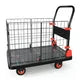 Folding Hand Truck Dolly with Folding Basket, 660LBS Capacity Carts with Wheels Platform Truck, Hand Truck Foldable Dolly Push Cart Dolly with 4 Wheels, Black+Red