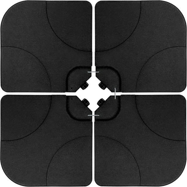 4-Piece Heavy Duty Cantilever Offset Patio Umbrella Base, Water/Sand Filled Square Umbrella Stand 4 with Easy-to-Fill Spouts for Garden, Backyard and Poolside Black