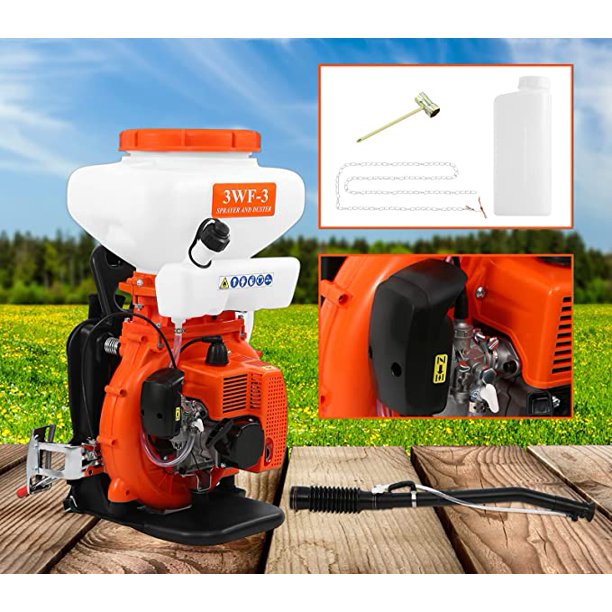 2 Stroke Engine Gas Powered Backpack Sprayer 3.7 Gallon Fogger Mist Blower Sprayer Duster Mist Blower with Extended Hose for Greenhouse