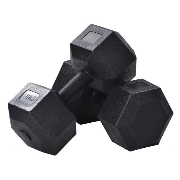 Set of 2 Dumbbells, 22 lbs x2 Dumbbell with weight indicators on Two Sides, Exercise Fitness Dumbbell for Home Workout Gym, Black