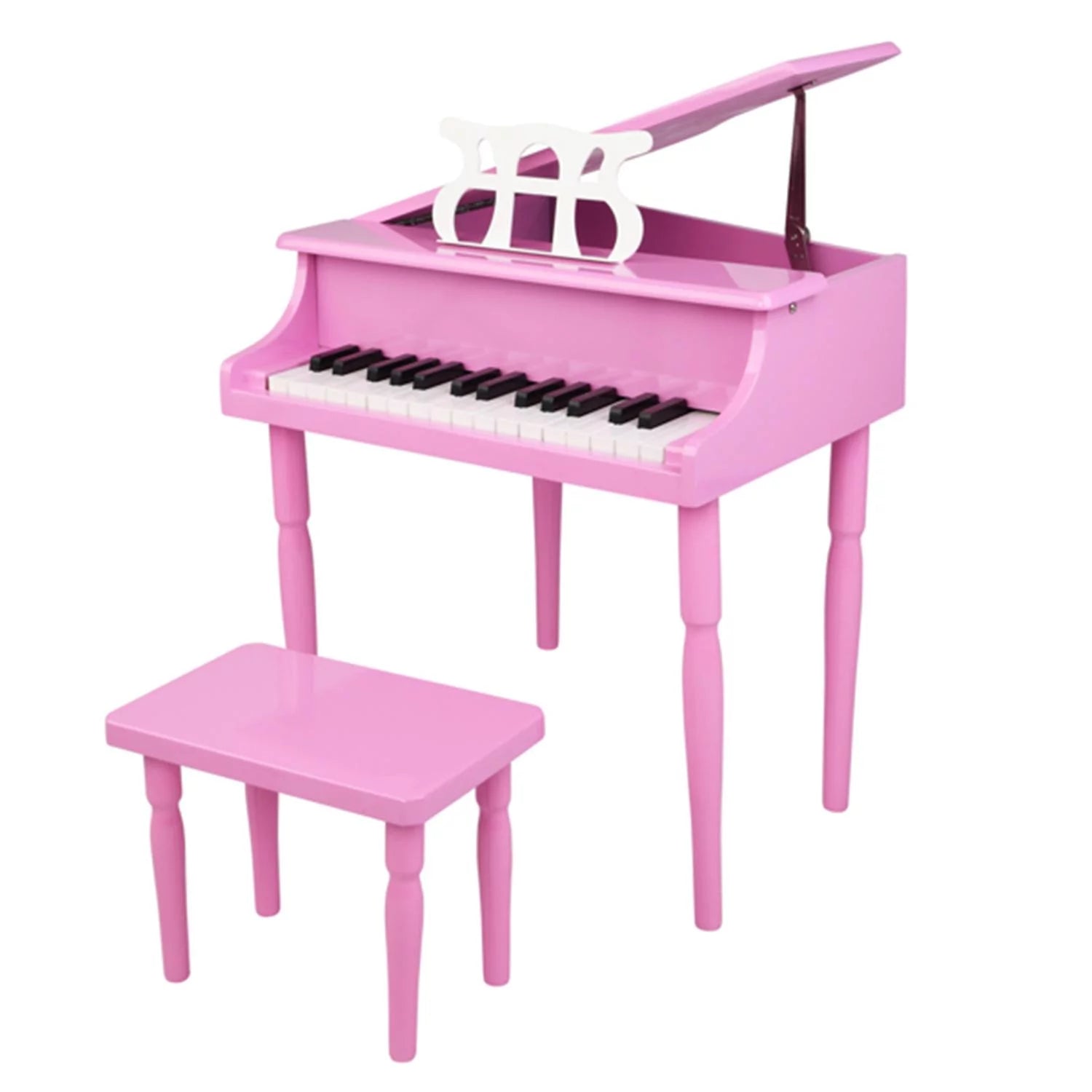 Kids Classical Piano Wooden Toys, 30-Key Children's Wooden Piano with Four Feet and Music Stand, Mechanical Sound Quality, Pink