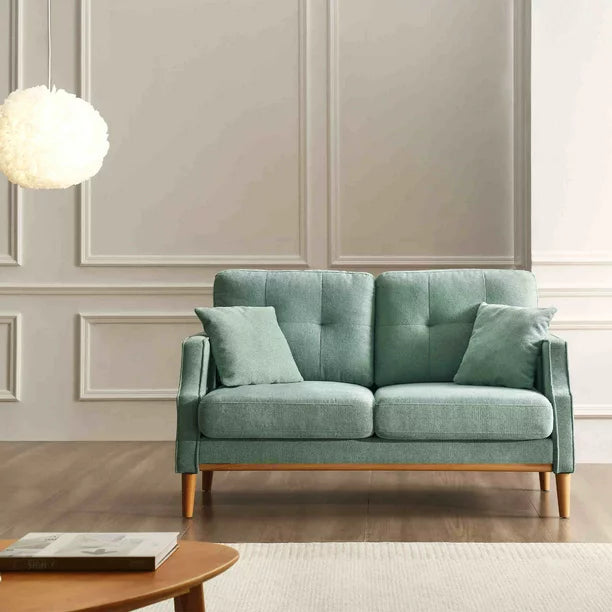 56.7" Modern Fabric Loveseat Sofa with USB Charging Port, Living Space Sofa 2 Seater, Loveseat Sofa with Waterproof FabricSuitable for Small Spaces, Living Room, Office, Easy to Install, Baby Blue