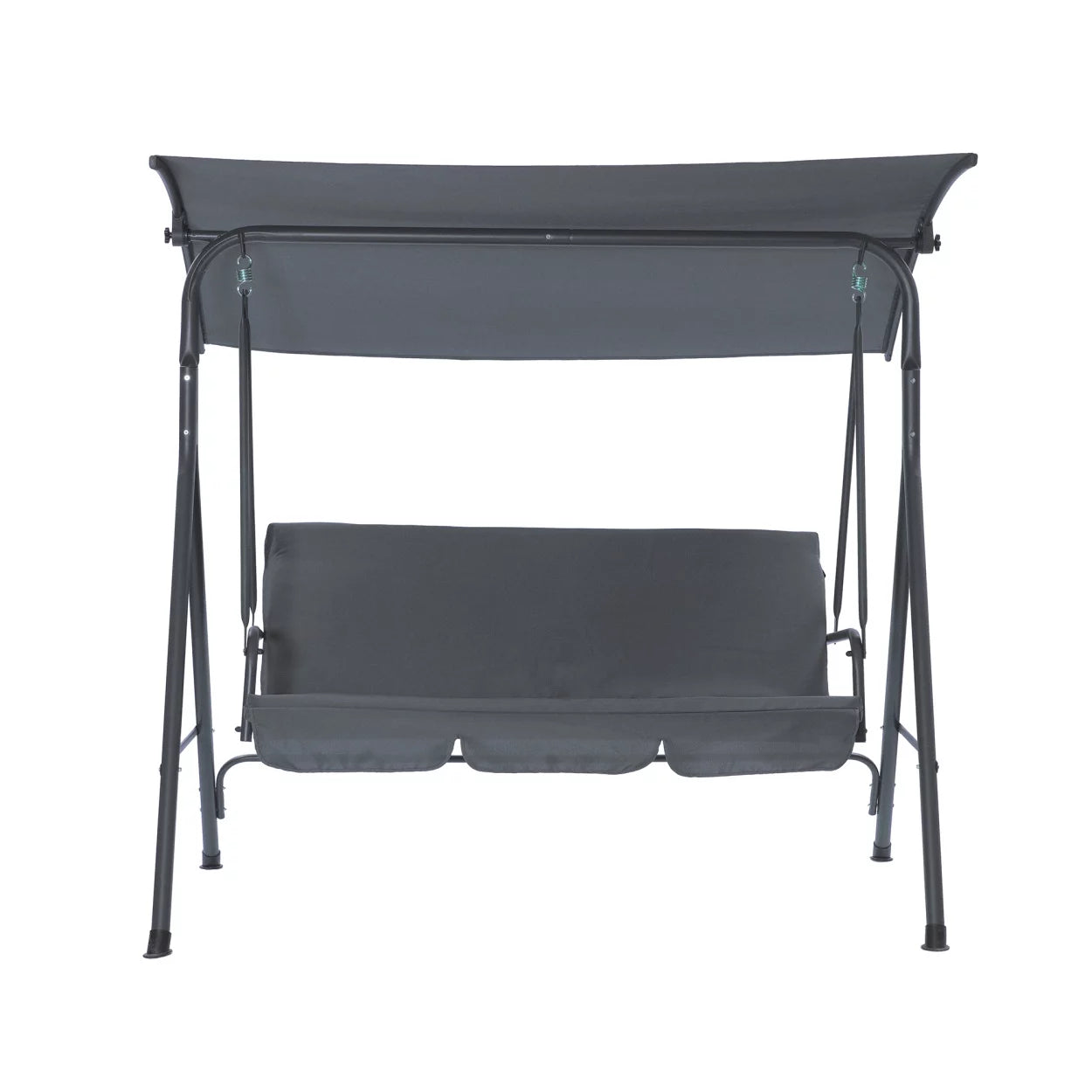 3 Seat Outdoor Patio Swing Chair with Adjustable Sunshade Canopy, Patio Glider Swing Chair With Removable Cushion and Steel Frame, Porch Hammock Chair for Beach Garden Poolside, Gray