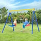 3 in 1 Swing Set for Backyard,Metal Swing Frame with 2 Belt Swing Seats,Playground Swing Sets with Climbing Ladder,Swing and Climbing Playset for Kids