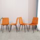 Velvet Dining Chair Set of 4, Modern Dining Kitchen Chair with Cushion Seat Back & Black Coated Legs, Indoor Upholstered Side Chair for Home Kitchen Restaurant Living Room, Orange