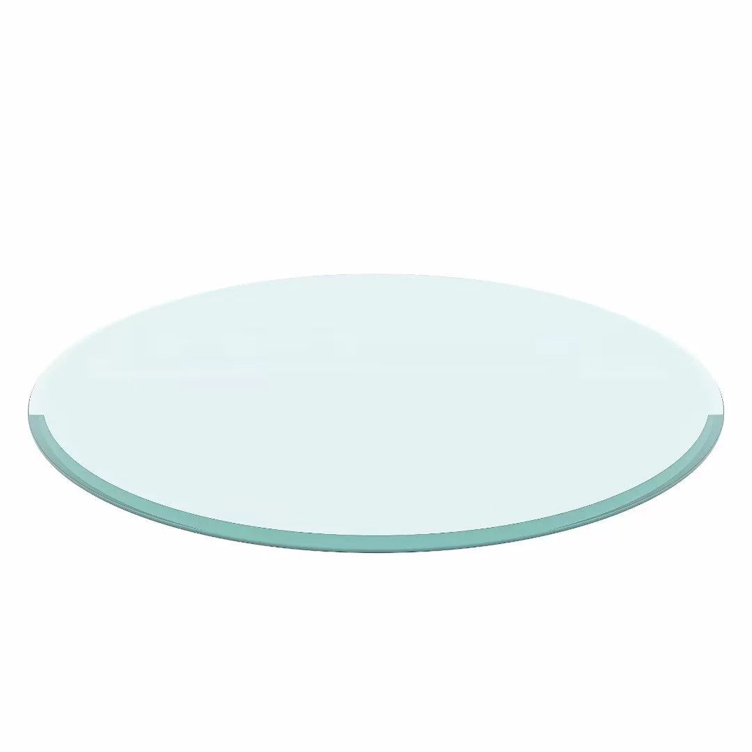 32 Inch Round Tempered Glass Table Top Clear Glass 1/2" Inch Thick Beveled Polished Edge