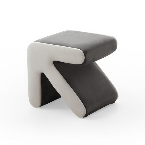 Creative Footstool Modern Velvet Upholstered Sofa Stool Shoe Bench Footrest Footstool Multifaceted Stool Ottoman Coffee Table Arrow Design Handicraft Decoration for Living Room Bedroom, Gray