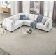 L shape Modular Sectional Sofa, Sectional Sofa Couch Set, DIY Combination, Chenille Corner Couch includes Three Single Chair and Three Corner, for Living Room Apartment Office, Ivory Chenille