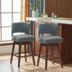 2 Piece Swivel Bar Stools, Linen Upholstered Counter Height Barstools with Nail Head Trim and Barrel Back, Bar Chair for Kitchen Dining Chair Pub, Light Grey