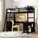 Loft Bed with Desk, Multifunctional Loft Bed Twin with Drawers, Cabinet, Shelves , Wooden Twin Loft Bed with Storage, Kids Loft Bed with Angled Ladder ,No Box Spring Needed ,Espresso