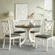 Mid-Century 5-Piece Solid Wood Round Dining Table Set for Famlies, Modern Kitchen Table Set of 5 with Upholstered Chairs, Wooden Legs for Small Places, Brown Table+Gray Chair