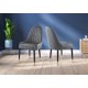 Modern Leather Accent Chair Dining Chair Set of 2, Upholstered Leisure Side Chair with Black Plastic Tube Plug Legs, Comfy Chair Leather Desk Side Chair for Bedroom Kitchen Makeup Living Room, Grey