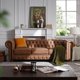Classic Chesterfield Sofa, Faux Leather Upholstered 3-Seater Living Room Sofa with Button and Copper Nail on Arms for Living Room, Bedroom, Office, Apartment, Brown