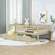 Low Wood Bed with Fence Guardrails for Kids, Twin Size Platform Bed Frame Montessori Bed with 2 Storage Drawers & Slats System for Boys Girls Bedroom, No Box Spring Required, (Natural, Twin Size)