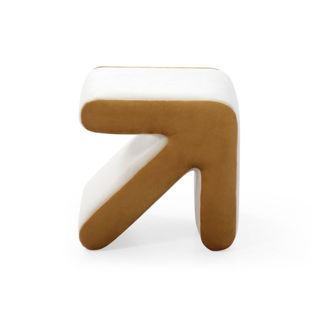 Velvet Upholstered Sofa Stool, Modern Creative Kids Stool Shoe Chair Footstool with Arrow Design Shape and Padded Seat, Multifaceted Stool Ottoman for Living Room Bedroom, Beige+Brown