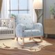 Rocking Chair for Nursery, Modern Upholstered Rocker Chair with High Back and Side Storage Pocket, Comfy Leisure Accent Armchair for Bedroom, Living Room and Balcony, Blue