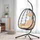 Swing Egg Patio Hanging Chair, Indoor Outdoor Hammock Chair, UV Resistant Cushion with Steel Stand for Bedroom Living Room Balcony