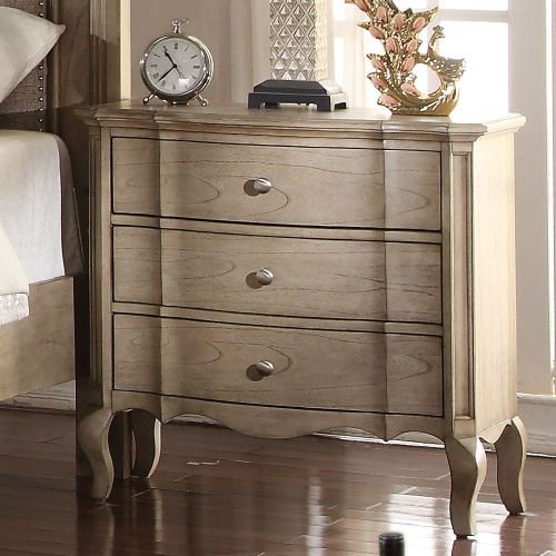 3-Drawer Storage Wood Cabinet, End Table with Pull Out Tray, Nightstand Drawer Chest Side Table Solid Wood Furniture for Bedroom Living Room, Fully Assembly Bedside Table