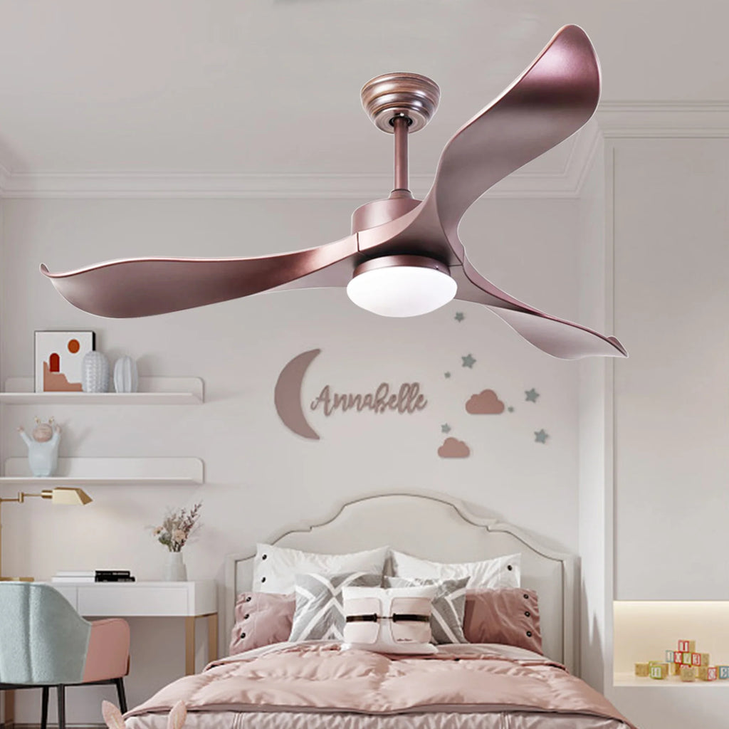 52“ Modern Rose Gold Ceiling Fans Light, Classical Style Fan with Remote  Control, Lights, 3 ABS Fan Blades, Noiseless Reversible DC Motor, Ceiling  ..., image size:1024x1024