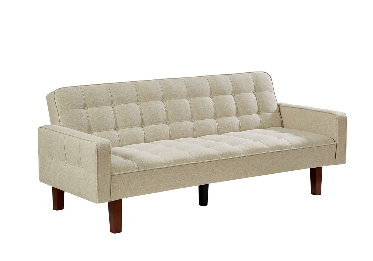 Convertible Sofa Couch,Modern Convertible Folding Sleeper Sofa with Adjustable Backrest and Sturdy Wood Legs,Button Tufted Futon Sofa Reclining Sofa Folding Recliner for Living Room Office,Beige