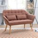 Loveseat Sofa, Mid Century Modern Decor Love Seat Couch with 2 pillows, Linen Tufted Upholstered Love Seats Furniture for Living Room (Pink)
