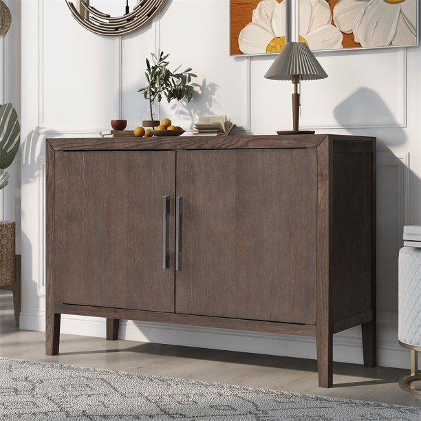 Storage Cabinet, Sideboard Wooden Cabinet with 2 Metal handles and 2 Doors, Large Storage Space Cabinet with A Adjustable Shelf, Suitable for Hallway,Entryway, Living Room, Bedroom, Espresso