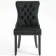 Set of 2 Velvet Dining Chairs, Luxury Tufted Accent Chairs with Nailed Trim and Back Ring Pull, Home Kitchen Dining Room Chairs, Armless Side Chairs with Solid Rubber Wood Legs, Black