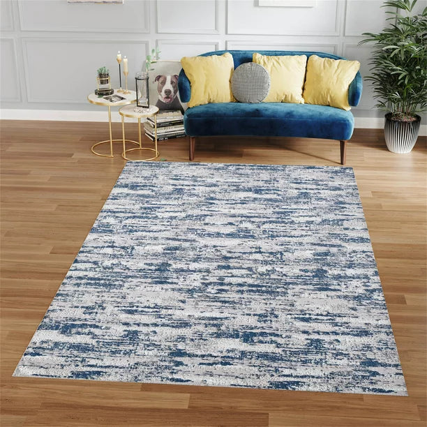 36"x24" Ultra Soft Area Rugs, Vintage Woven Area Rug, Faux Fur Area Rug for Bedroom, Bedside Living Room Carpet, Nursery Washable Floor Carpets, Soft Luxury Rug, Navy Blue
