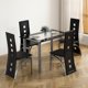 5 Piece Dining Room Table Set, Modern Dining Table Set for 4, Kitchen Tempered Glass Table with 4 Faux Leather High Back Chairs, Dining Set of 4 for Small Spaces Kitchen (Black)