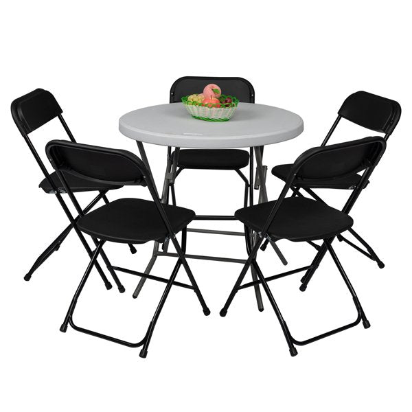 5 Pack Plastic Folding Chair, Portable Patio Chairs, Stackable Commercial Seat with Steel Frame, 260lbs Weight Capacity, Fold up Event Chairs, for Office Wedding Party Picnic Kitchen