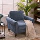 Upholstered Accent Chair, Indoor Single Sofa Chair with Curved Armrest and Solid Wood Gourd Foot, Comfy Lounge Armchair, Modern Reading Chair for Living Room Bedroom Office, Gray-Blue